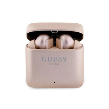 Guess Printed Logo - Sluchátka Bluetooth TWS + nabíjecí pouzdro (růžové)
