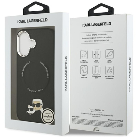 ETUI DO IPHONE 17 do MAGSAFE KARL LAGERFELD ORYGINALNE CZARNE SKÓRZANE