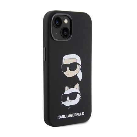 Karl Lagerfeld Silikonové pouzdro Karl & Choupette Heads - iPhone 15 Plus (černé)