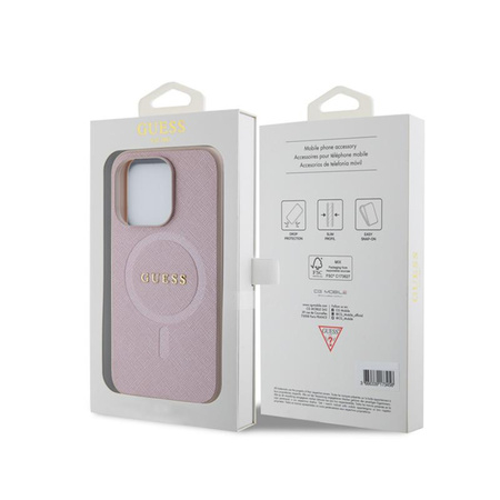 Guess Saffiano MagSafe - iPhone 15 Pro Tasche (rosa)