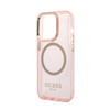 Guess Gold Outline Translucent MagSafe - Case for iPhone 14 Pro (Pink)