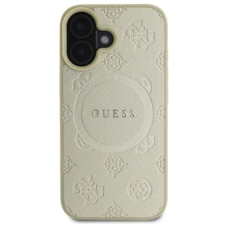 Guess Saffiano Peony Classic Logo MagSafe - iPhone 16 Case (Gold)