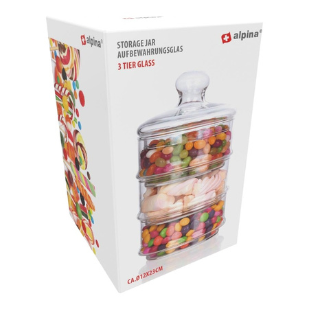 Alpina – Glasbehälter/Einmachglas für Süßigkeiten, 3-stufig, 12 x 23 cm