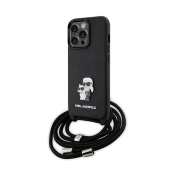 Karl Lagerfeld Crossbody Saffiano Metall Pin Karl & Choupette - iPhone 13 Pro Tasche (schwarz)