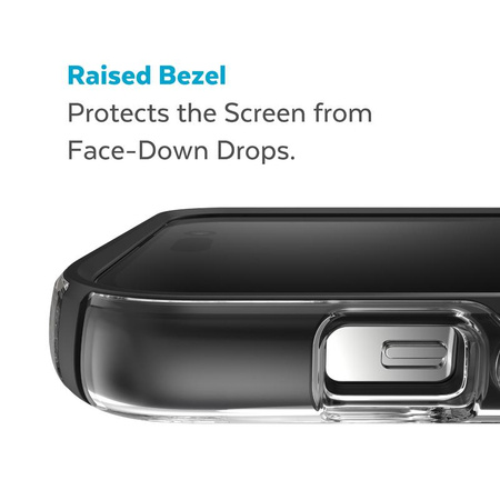 Speck Presidio Perfect-Clear with Impact Geometry - iPhone 14 Pro Max Case with MICROBAN Coating (Clear / Black)