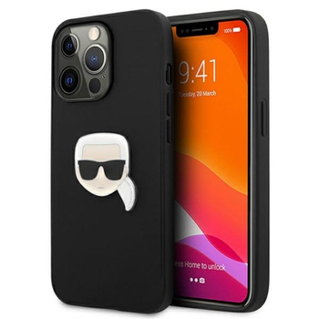 Karl Lagerfeld PU bőr Karl's Head Metal - iPhone 13 Pro Max tok (fekete)