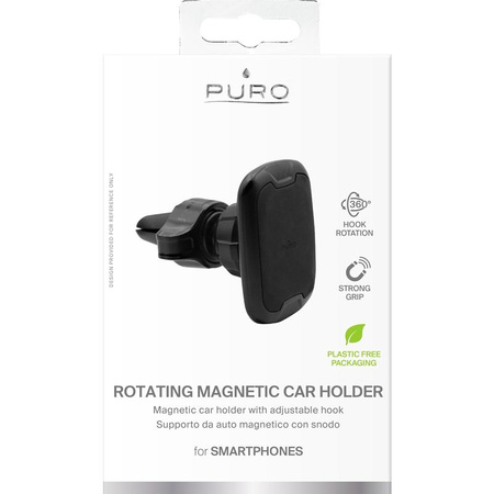 PURO Rotate Magnet Car Air Vent Holder - magnetický držák do auta (černý)