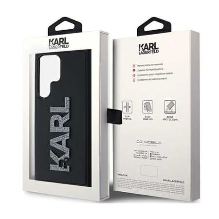 Karl Lagerfeld 3D Gummi Glitter Logo - Samsung Galaxy S23 Ultra Tasche (schwarz)