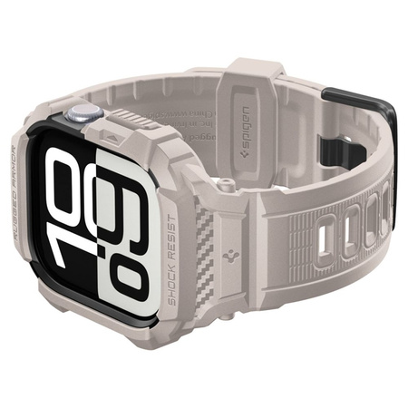 Spigen Rugged Armor Pro V2 – Pasek z obudową do Apple Watch 10 / 11 42 mm (Dune Beige)