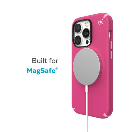 Speck Presidio2 Pro MagSafe - Antibacterial iPhone 14 Pro Case (Digitalpink / Blossompink / White)