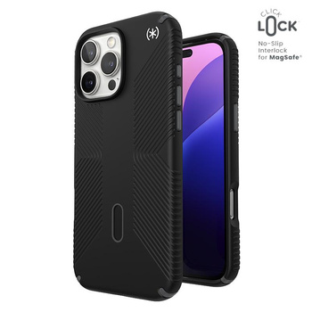 Speck Presidio2 Grip ClickLock & MagSafe - iPhone 16 Pro Max Hülle (Schwarz / Schiefergrau / Weiß)