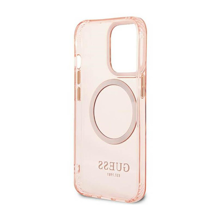 Guess Gold Outline Translucent MagSafe - Case for iPhone 13 Pro Max (Pink)