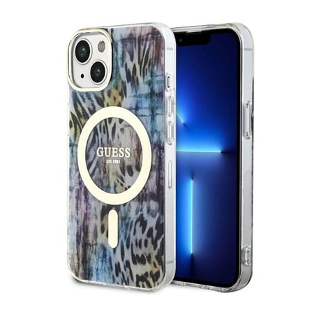 Guess Leopard MagSafe - iPhone 14 Case (Blue)