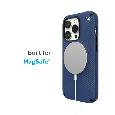 Speck Presidio2 Grip MagSafe - Rutschfestes Gehäuse für iPhone 14 Pro Max (Küstenblau / Schwarz / Weiß)