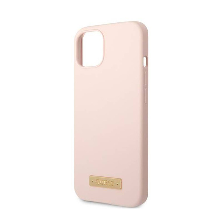 Guess GUHMP13MSBPLP iPhone 13 6,1" różowy/pink hard case Silicone Logo Plate MagSafe