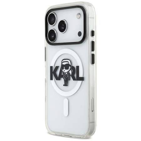 Karl Lagerfeld IML Karl Sketch Logo MagSafe - Custodia per iPhone 17 Pro (trasparente)