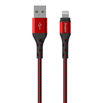 Energizer Ultimate - Câble de connexion USB-A vers Lightning certifié MFi 2m (Rouge)
