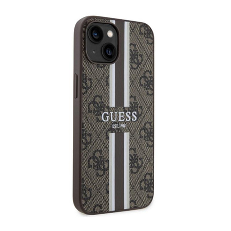 Guess 4G Printed Stripes MagSafe - Schutzhülle für iPhone 14 Plus (Braun)
