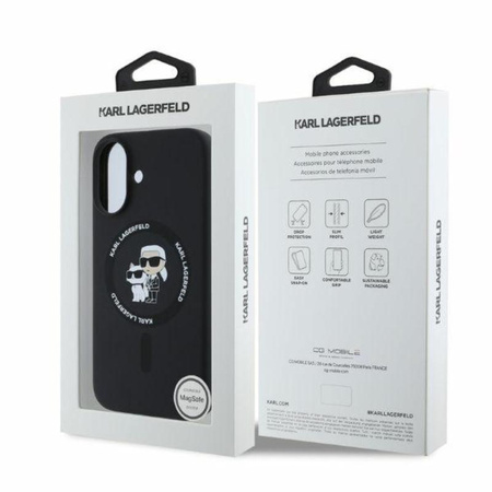 Karl Lagerfeld szilikon Karl & Choupette Ring MagSafe - iPhone 16 tok (fekete)