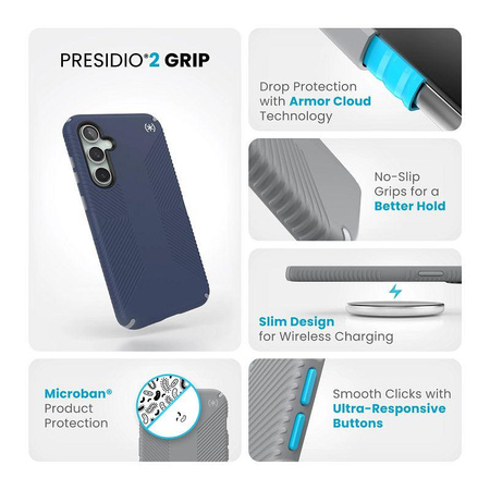 Speck Presidio2 Grip - pouzdro pro Samsung Galaxy S23 FE (pobřežní modrá/černá/bílá)