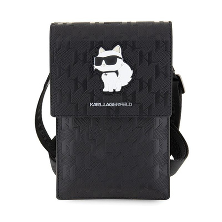 Karl Lagerfeld Saffiano Monogram Choupette - Crossbody taška na telefon (černá)