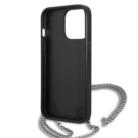 Karl Lagerfeld Leder strukturiert und Kette - Tasche für iPhone 13 Pro (Schwarz)