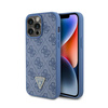 Étui Guess en cuir 4G Triangle Strass - iPhone 15 Pro Max (bleu)