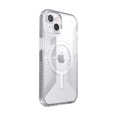 Speck Presidio Perfect-Clear s gripy + MagSafe - pouzdro pro iPhone 13 s povrchovou úpravou MICROBAN (čiré)