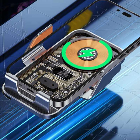 WEKOME WP-U204 Vanguard sorozat - Automatikus autós tartó 15W-os vezeték nélküli töltéssel (fekete)