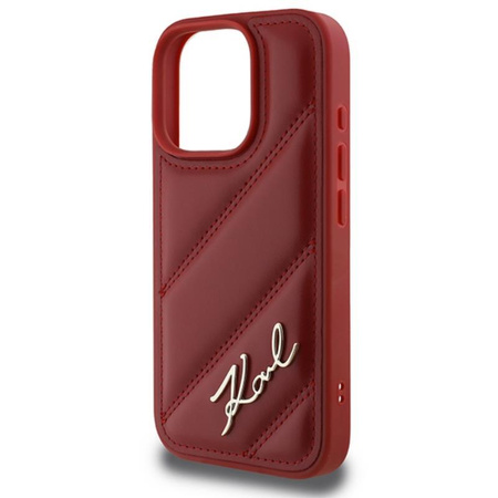 Karl Lagerfeld Quilted Signature - pouzdro pro iPhone 16 Pro (červené)