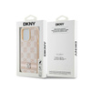 DKNY Leder mit kariertem Monomuster und gedruckten Streifen - iPhone 14 Pro Tasche (rosa)