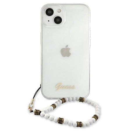 Guess White Pearl Strap - Coque pour iPhone 13 Mini (Transparent)