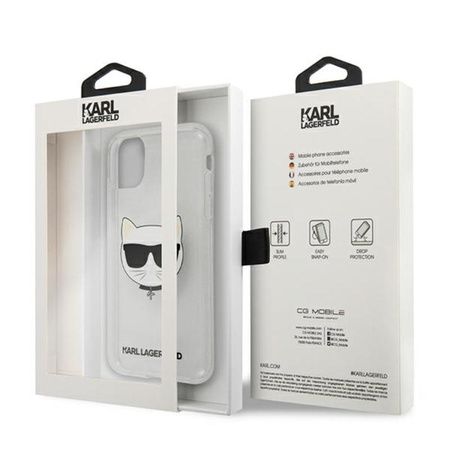 Karl Lagerfeld Choupette Head Glitter - Etui iPhone 11 (srebrny)