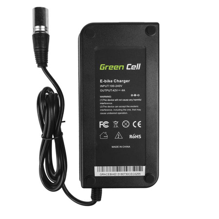 Green Cell - Ładowarka 42V 4A (XLR 3 PIN) do Baterii Roweru Elektrycznego 36V
