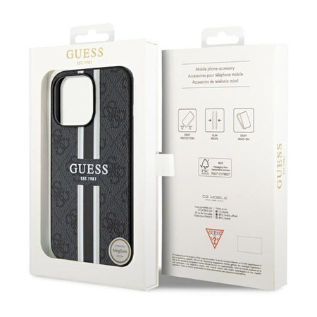 Guess 4G Printed Stripes MagSafe - pouzdro pro iPhone 13 Pro (černé)