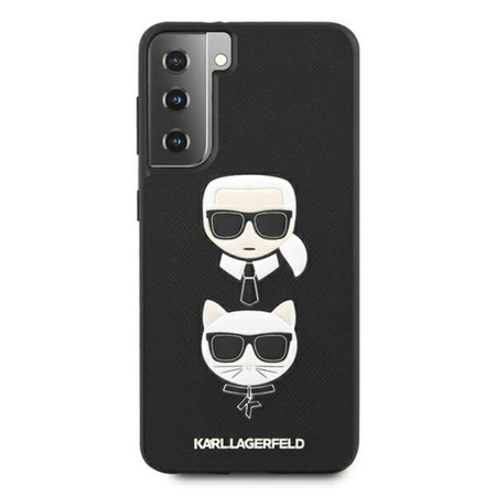 Karl Lagerfeld Saffiano Karl & Choupette Heads - pouzdro pro Samsung Galaxy S21+ (černé)