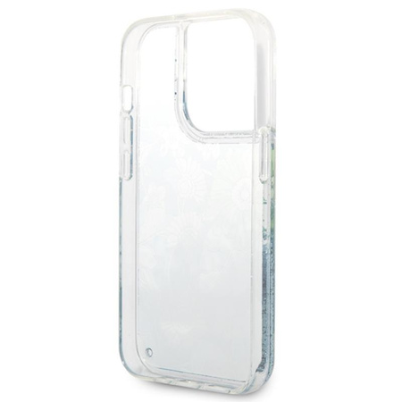 Guess Liquid Glitter Flower - Hülle für iPhone 14 Pro Max (Grün)