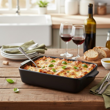 Alpina - Kerámia téglalap alakú sütőtál 28x18x6 cm (fekete)