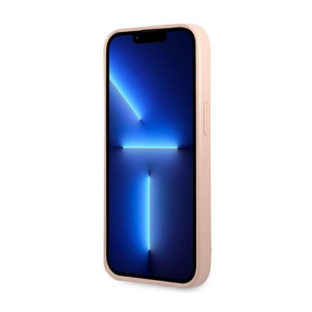 Guess Saffiano Triangle Logo Case - pouzdro pro iPhone 14 Plus (růžová)