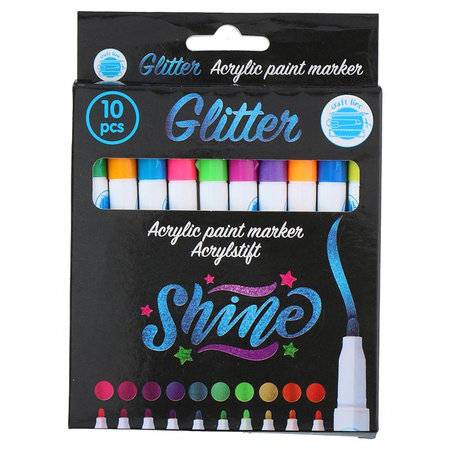 Craft - Set von Acrylmarkern / Stiften, 10 Stück. (Glitzern)