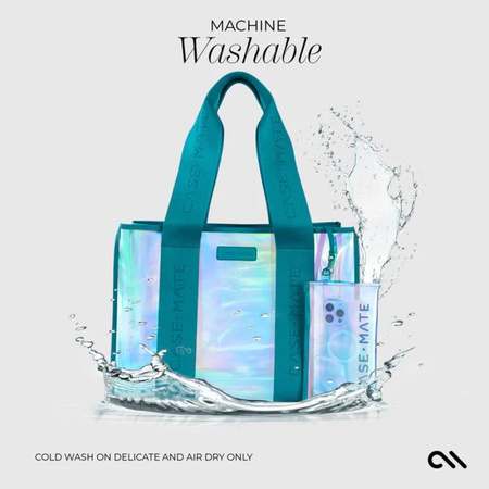 Case-Mate Large Travel Tote Bag - Waterproof Shoulder Bag with Phone Case (Emerald Blue Soap Bubble)