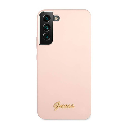 Guess GUHCS23MLSLMGPP S23+ S916 różowy/pink hardcase Silicone Script Metal Logo