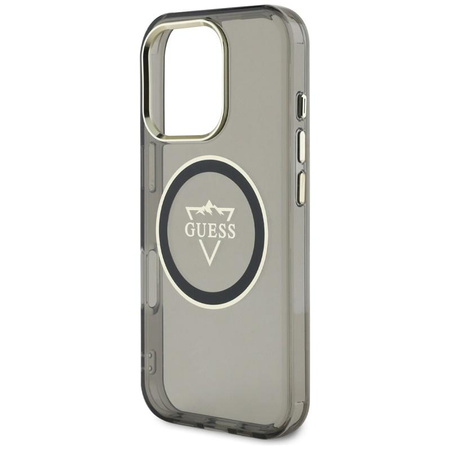 Guess IML Metal Mountain Logo MagSafe - Pouzdro pro iPhone 16 Pro (černé)