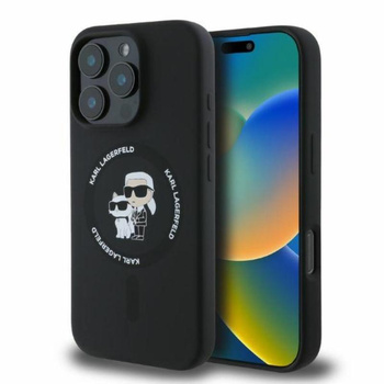 Karl Lagerfeld Silikon Karl & Choupette Ring MagSafe - iPhone 16 Pro Tasche (schwarz)