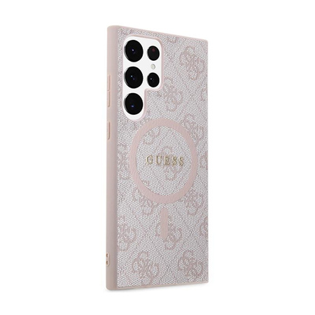 Guess 4G Collection Leather Metal Logo MagSafe - Hülle für Samsung Galaxy S24 Ultra (Rosa)