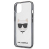 Karl Lagerfeld Ikonik Choupette Head - iPhone 13 tok (átlátszó / fekete keret)
