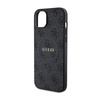 Guess 4G Collection Leder Metall Logo MagSafe - iPhone 15 / 14 / 13 Tasche (schwarz)