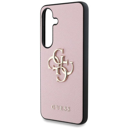 Guess Grained Big 4G Logo Small Classic Logo - étui pour Samsung Galaxy S25 (rose)