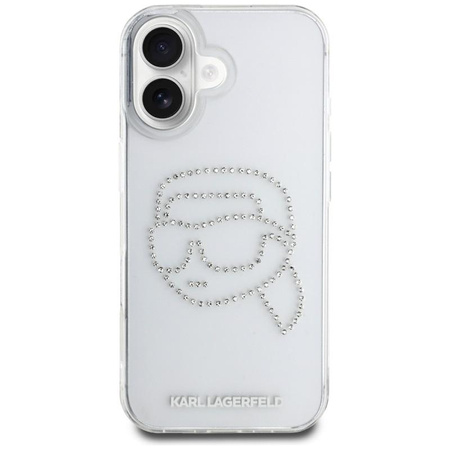Karl Lagerfeld IML strasszos Karl Head - tok iPhone 16-hoz (átlátszó)
