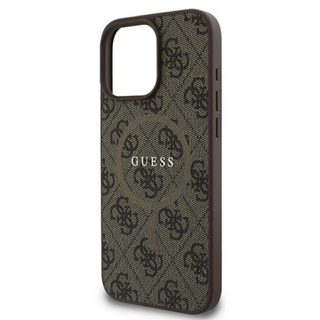 Guess 4G Ring Classic Logo MagSafe - Coque iPhone 16 Pro (marron)